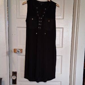 White House Black Market Black Lace-Up Midi Dress